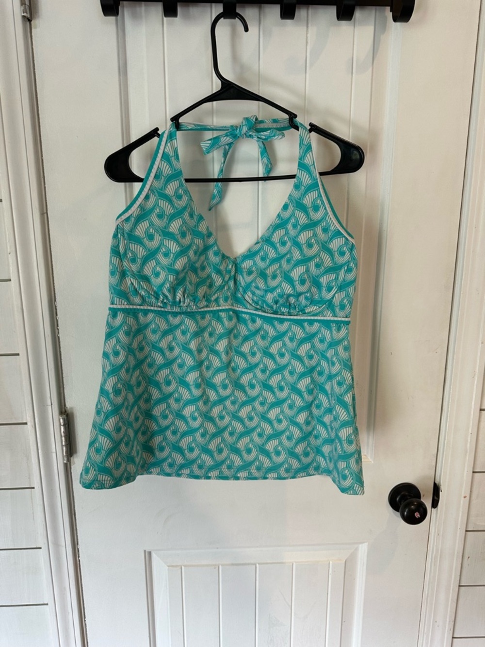 Lands' End Turquoise and White Halter Camisole